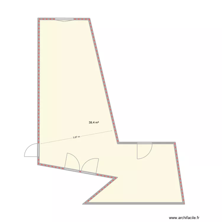 Bureau RMC. Plan de 1  et 39 m²