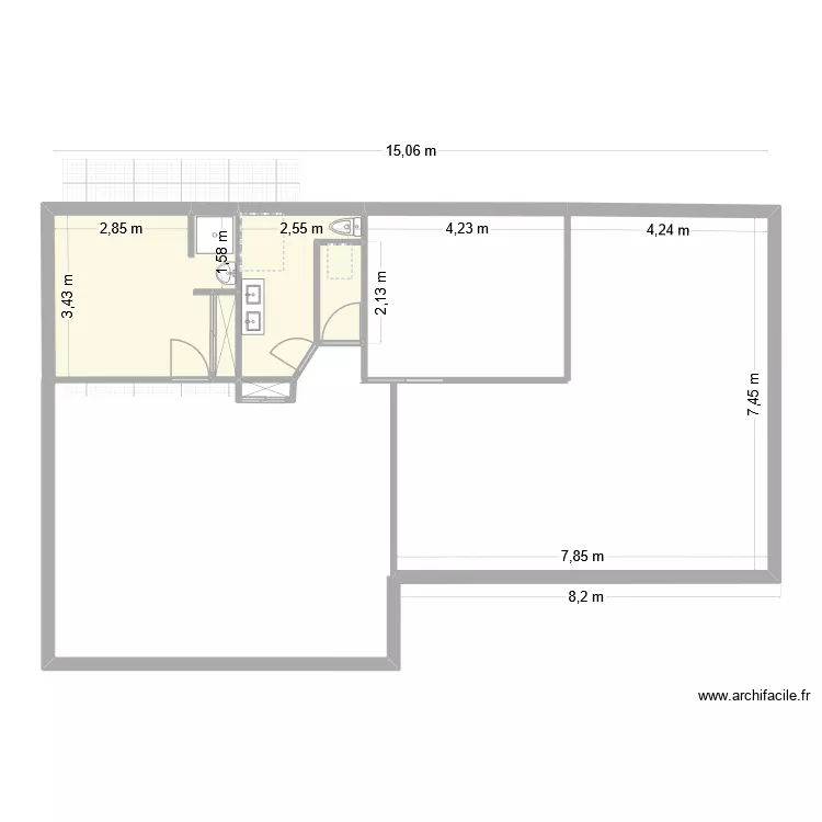 version 2.3 bloqu&eacute; partiellement. Plan de 5  et 21 m²