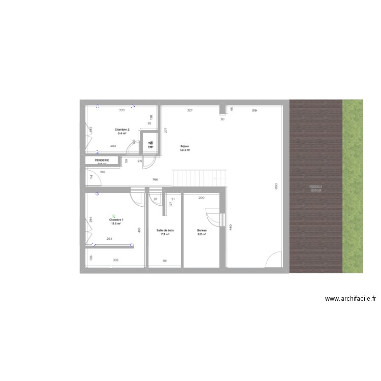 ana v1. Plan de 7 pièces et 96 m2
