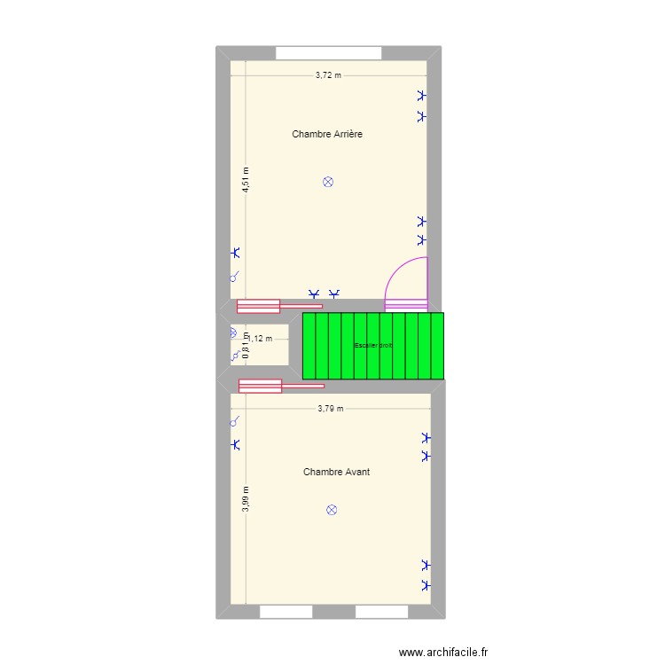 etage 1 swi. Plan de 3 pièces et 33 m2