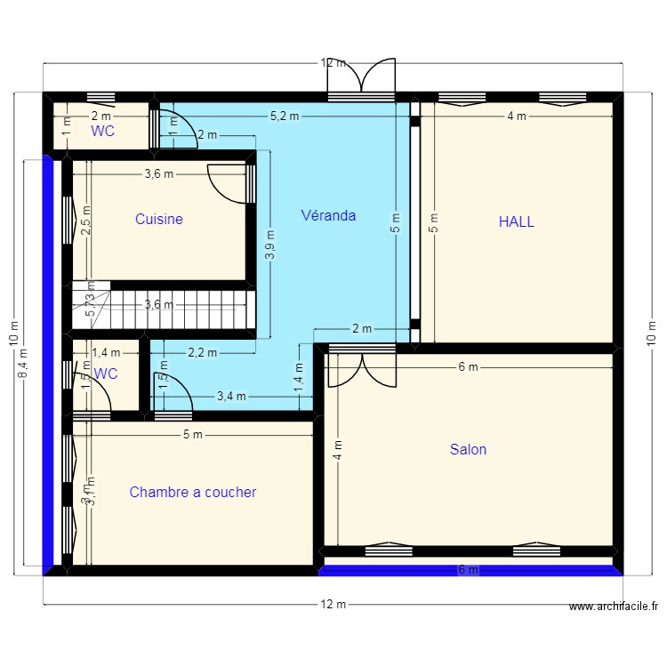 Plan 10X12 CLIENT 30 47 10 80 H. Plan de 9 pièces et 99 m2