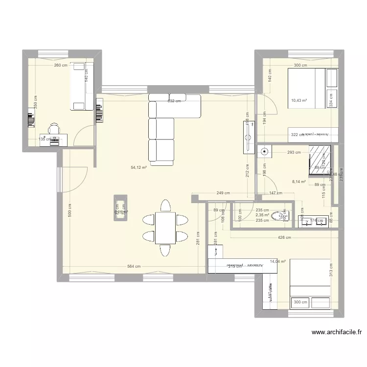 appart GABY 2&egrave;me proposition nico avec am&eacute;nagement 12/05/24. Plan de 