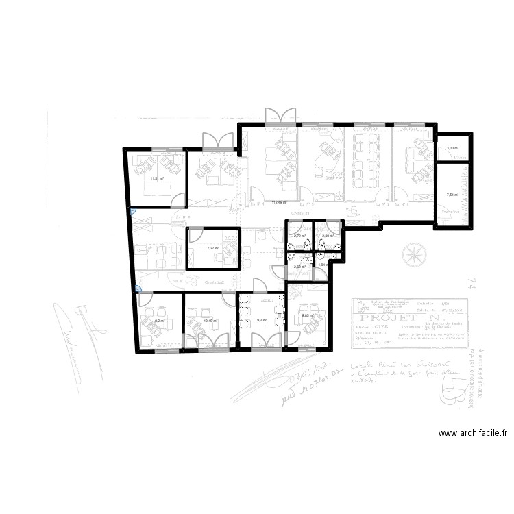 sese. Plan de 13 pièces et 199 m2