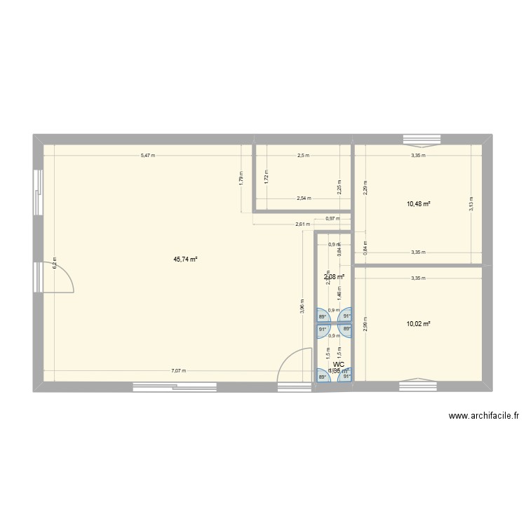 plan. Plan de 5 pièces et 70 m2