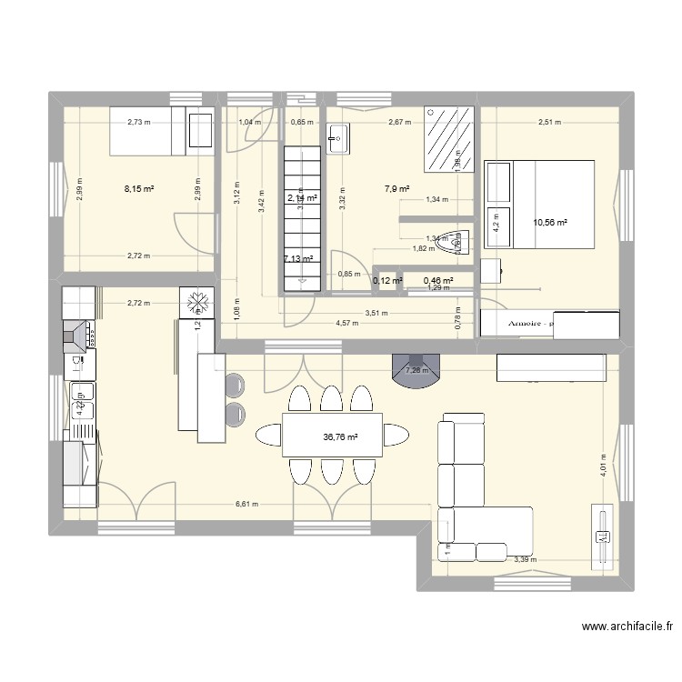 ALChamaka V3. Plan de 8 pièces et 73 m2