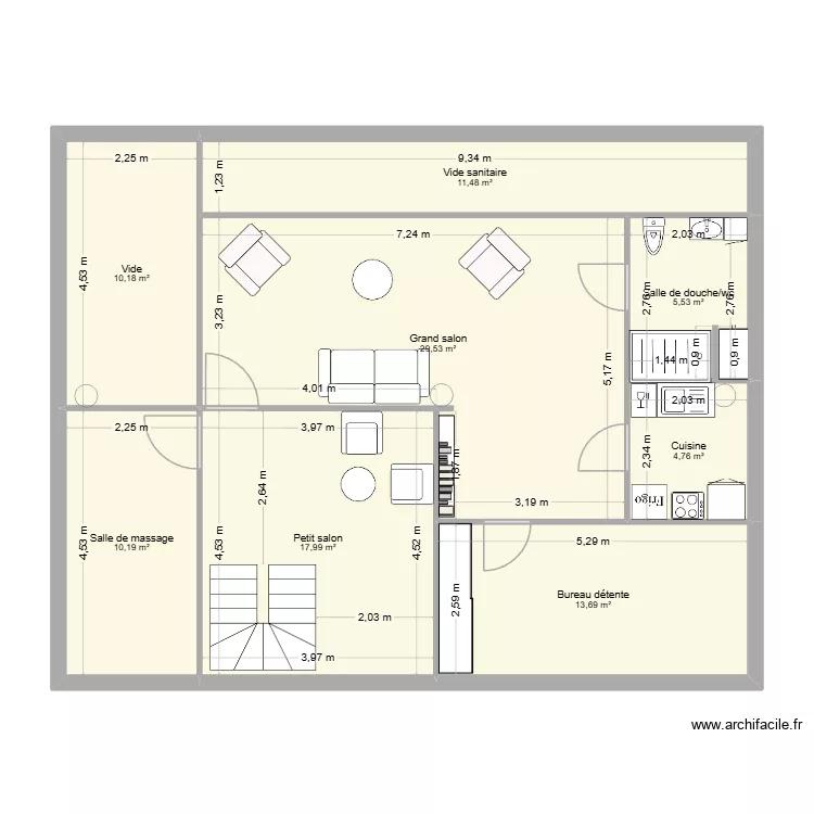 CAB CLEM MEZZANINE. Plan de 8  et 103 m²