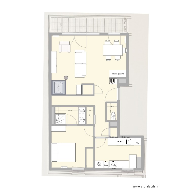 Quai Garonne cuisine v3. Plan de 24 pièces et 109 m2
