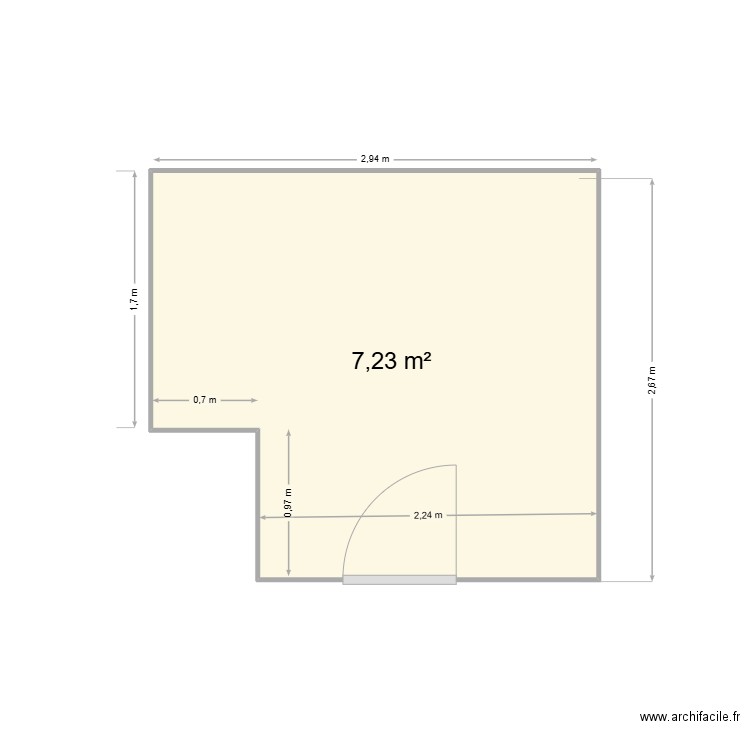 BOUTTIER. Plan de 1 pièce et 7 m2