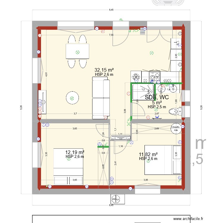 PLAN LAURADA COMPLET isolation int uniquement. Plan de 9 pièces et 122 m2