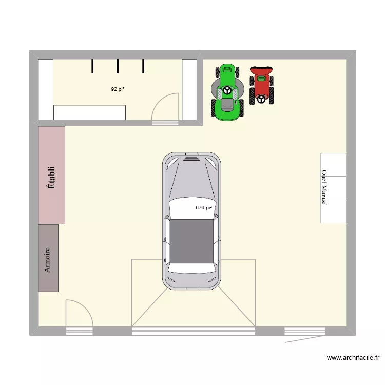 garage 1. Plan de 2 pièces et 71 m²
