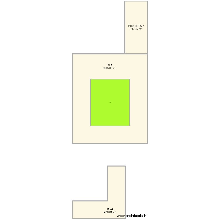SURFACE ET NOMBRE DE NIVEAUX. Plan de 4 pièces et 2911 m2