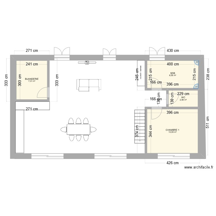 CDV1. Plan de 4 pièces et 32 m2
