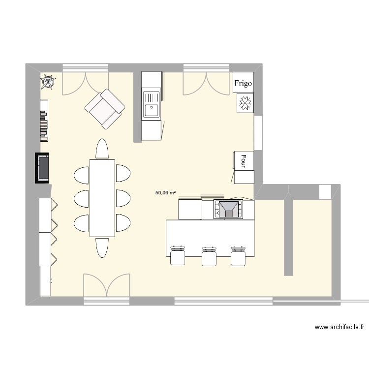 plan3. Plan de 1 pièce et 51 m2