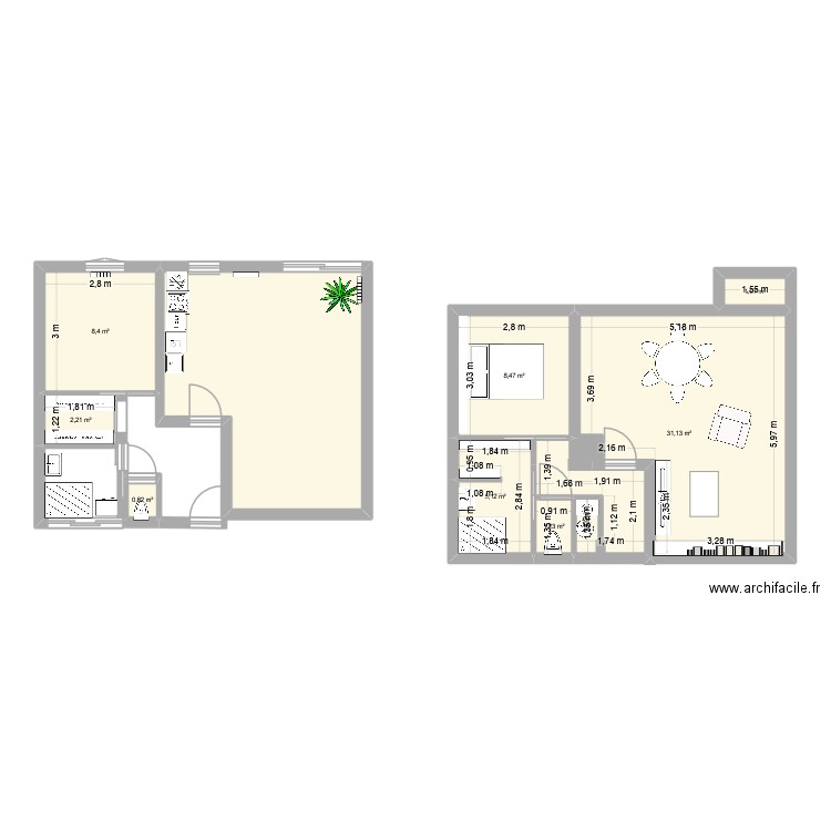 TEST 1 BAYONNE. Plan de 9 pièces et 84 m2