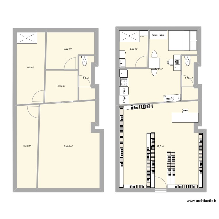 Magasin Yoann. Plan de 10 pièces et 115 m2