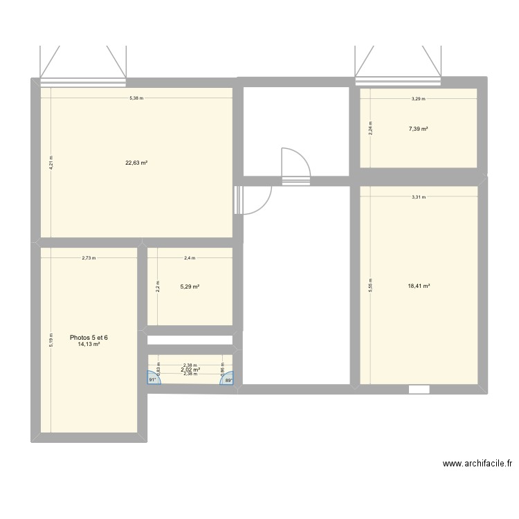 Daguet 2. Plan de 6 pièces et 70 m2