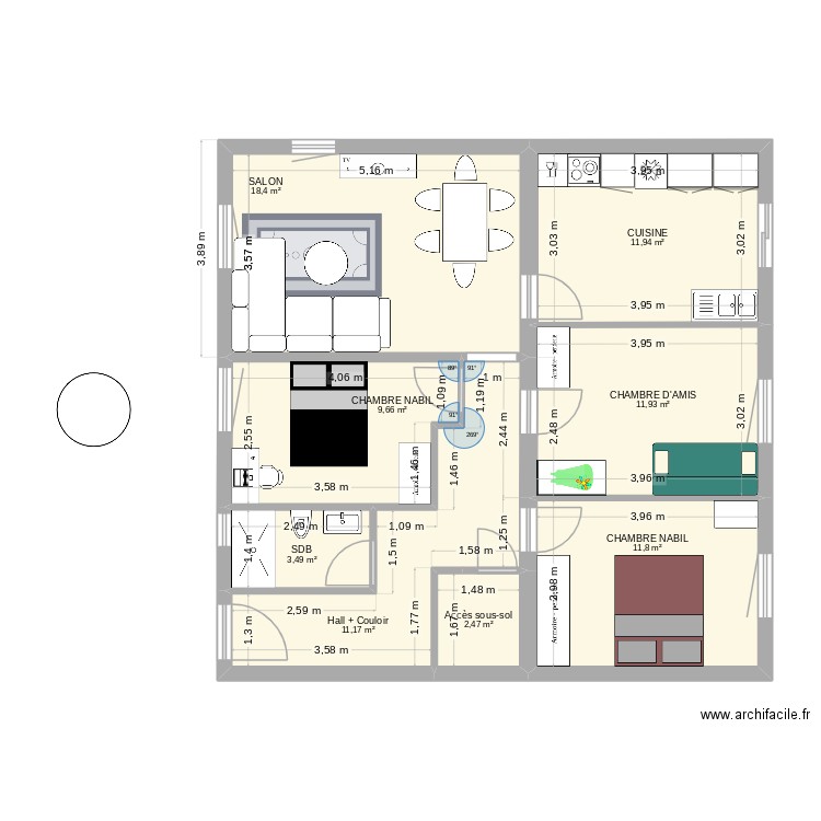 Maison Yutz Version 2. Plan de 8 pièces et 81 m2