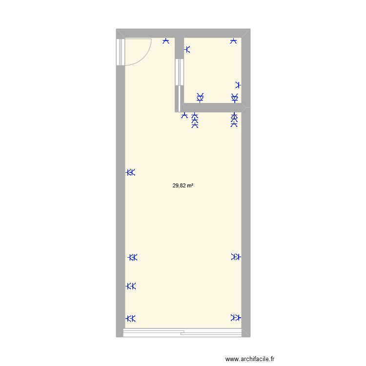 Prise électrique Studio Mons. Plan de 1 pièce et 30 m2