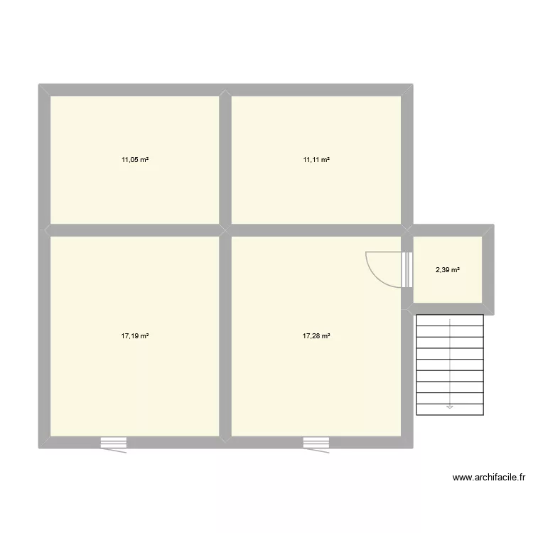 Plan existant. Plan de 5  et 59 m²