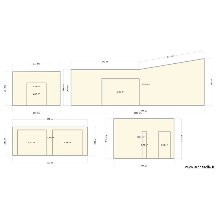 Faliu corbere les cabanes. Plan de 10 pièces et 70 m2
