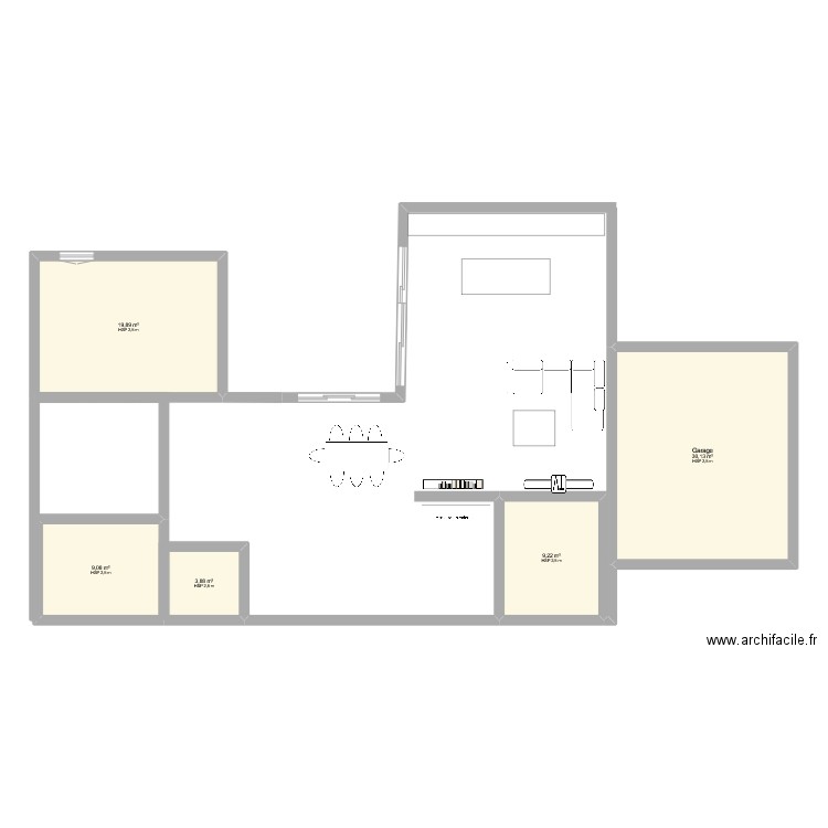 p2 u. Plan de 5 pièces et 72 m2