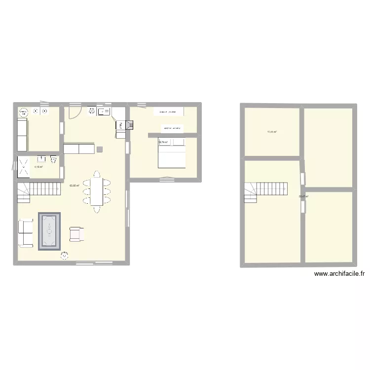 plus grand. Plan de 5  et 155 m²