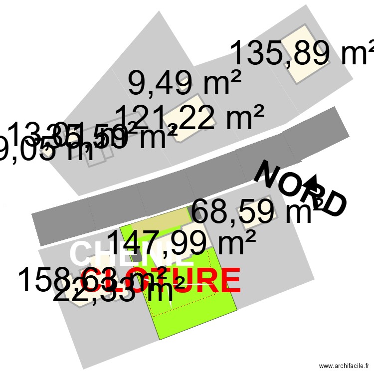 Plan de masse fin. Plan de 10 pièces et 849 m2