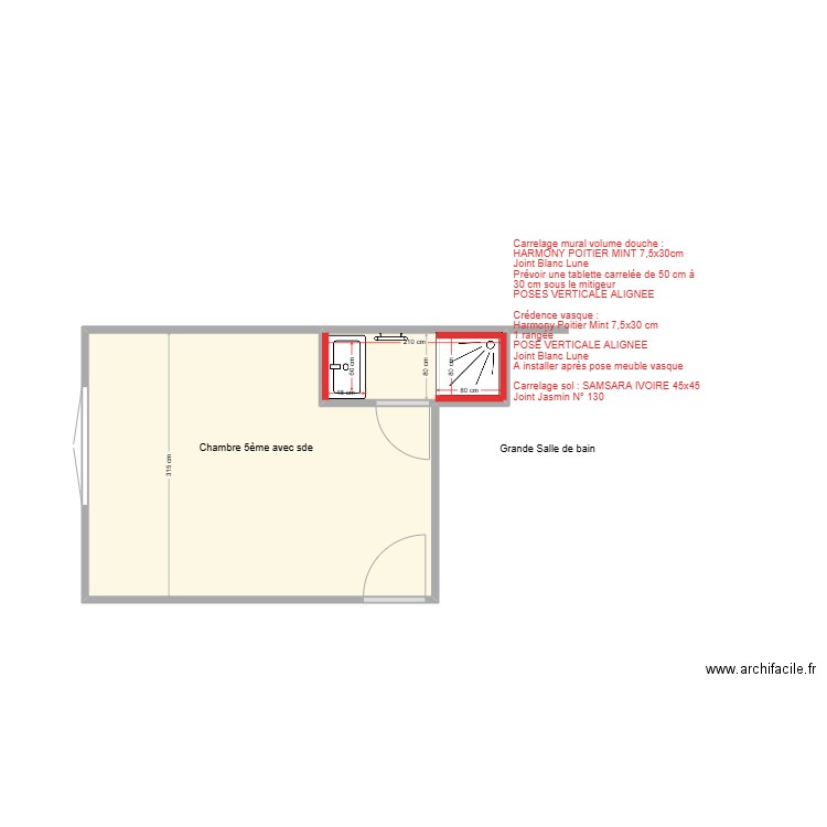 AILLERET 5ème SDE. Plan de 2 pièces et 13 m2
