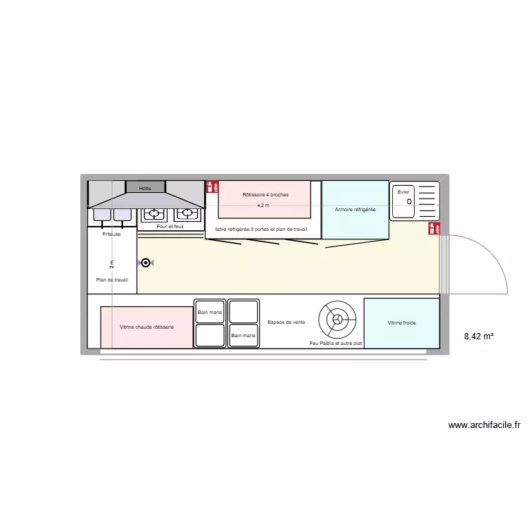 Food. Plan de 1 Pièce et 8 m² Food. Plan de 1 Pièce et 8 m²