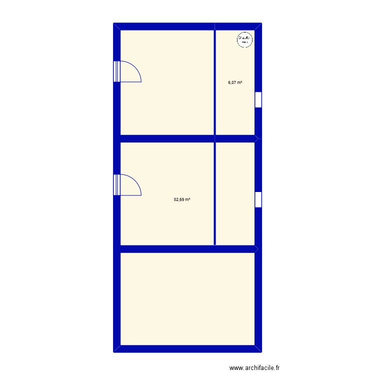 essai01. Plan de 2 pièces et 59 m2