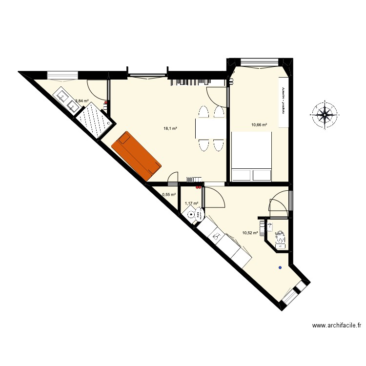 New plan 20e. Plan de 9 pièces et 46 m2