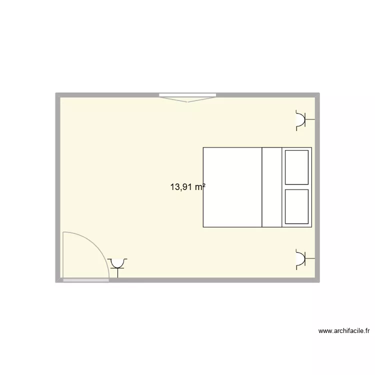 chambre. Plan de 1  et 14 m²