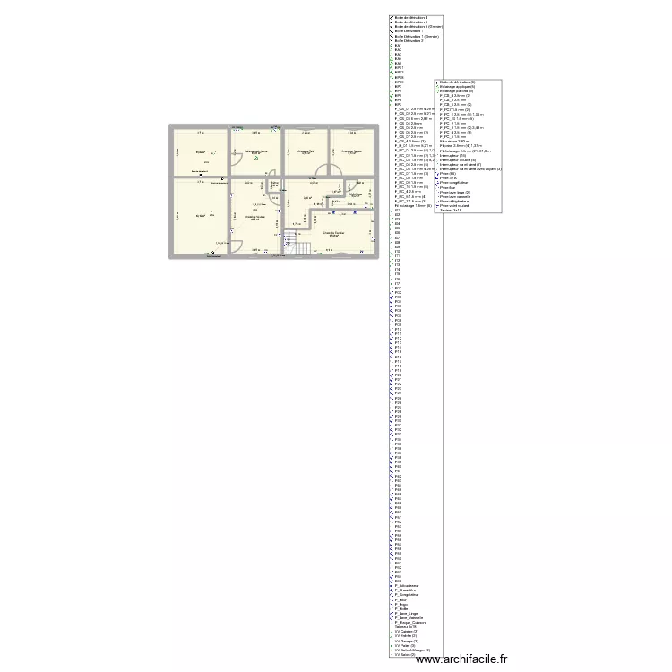 RDC Sauvegarde. Plan de 17 pièces et 205 m²