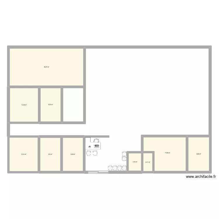 Cab r&eacute;union. Plan de 10  et 126 m²
