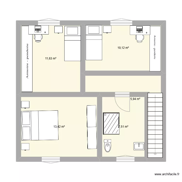 Touque 2. Plan de 5  et 49 m²