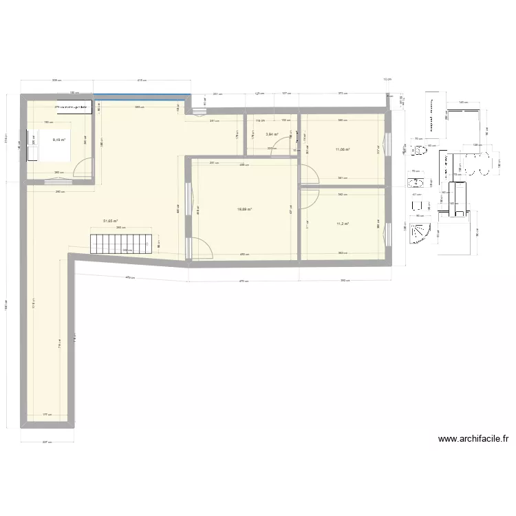 Plan complet R do outeiro N7 T2 1&ordm; Andar. Plan de 