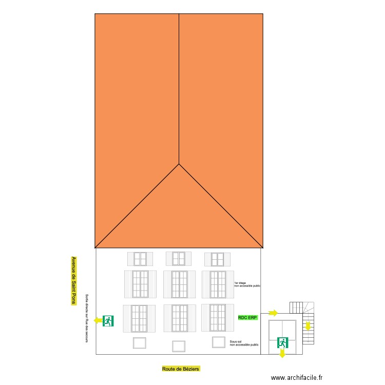 facade coté route de Béziers. Plan de 0 pièce et 0 m2