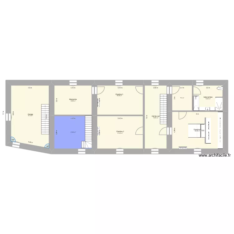 1er Schaltin. Plan de 9 pièces et 169 m²