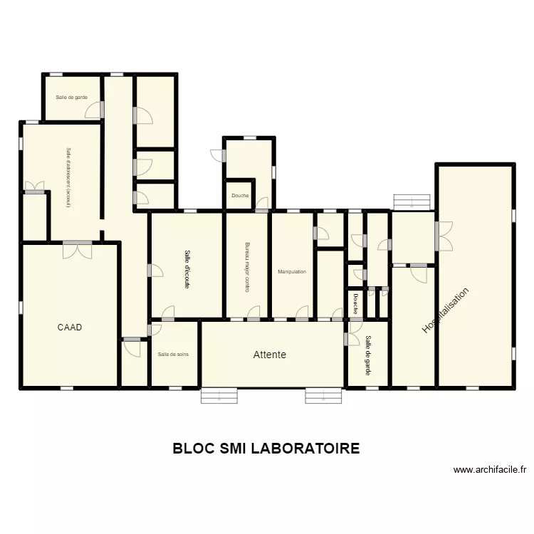 Vue en plan du Boc SMI Laboratoire CS BOPA. Plan de 