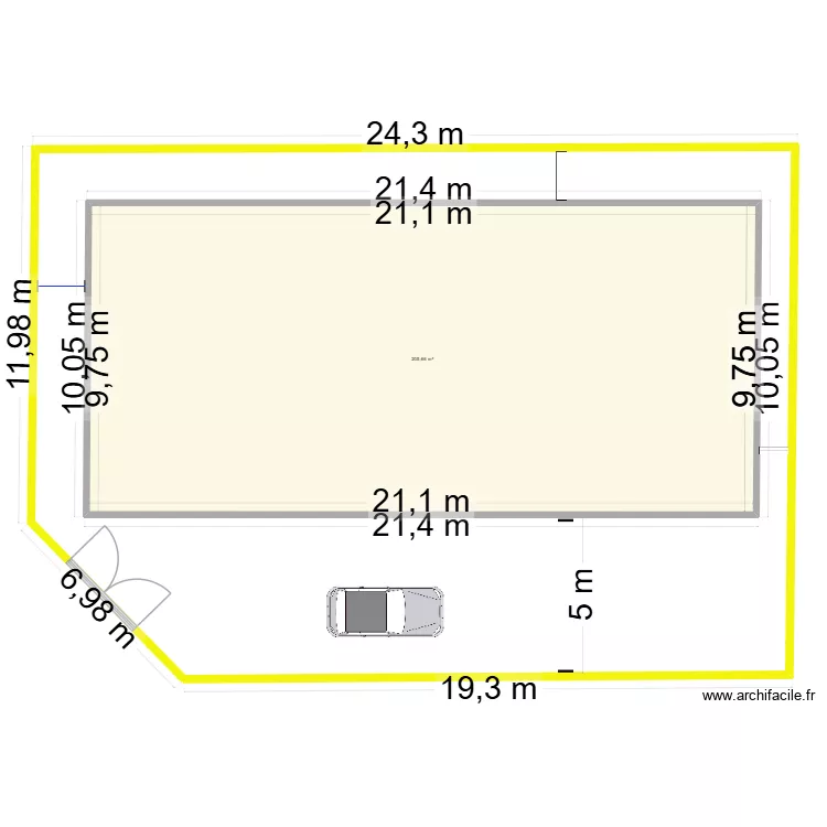 saline-ouest. Plan de 1  et 206 m²