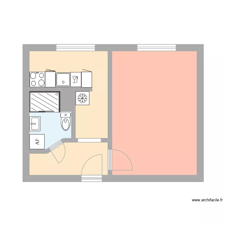 1+1 zkosená koupelna. Plan de 5 Pièces et 29 m² 1+1 zkosená koupelna. Plan de 5 Pièces et 29 m²