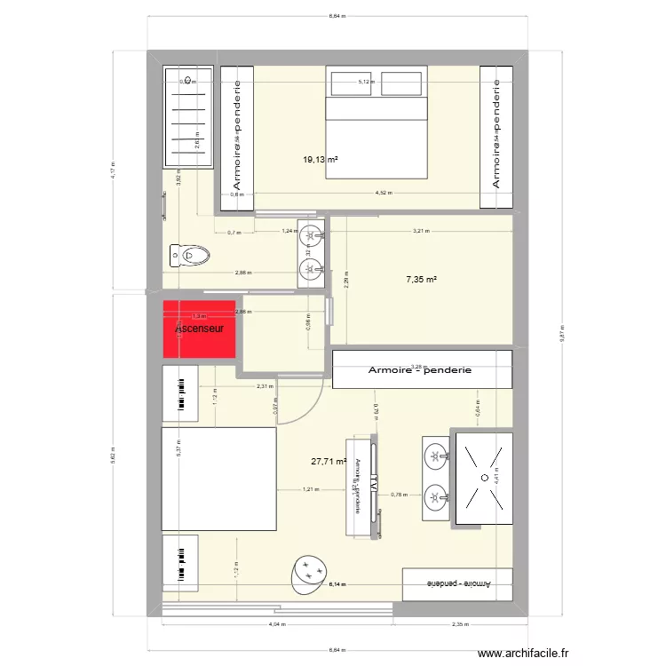 R+1 LOFT 1. Plan de 4  et 58 m²