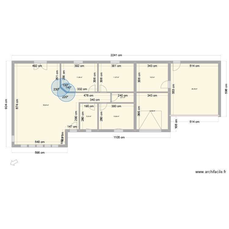 SARLAT 176 01. Plan de 9 pièces et 150 m2