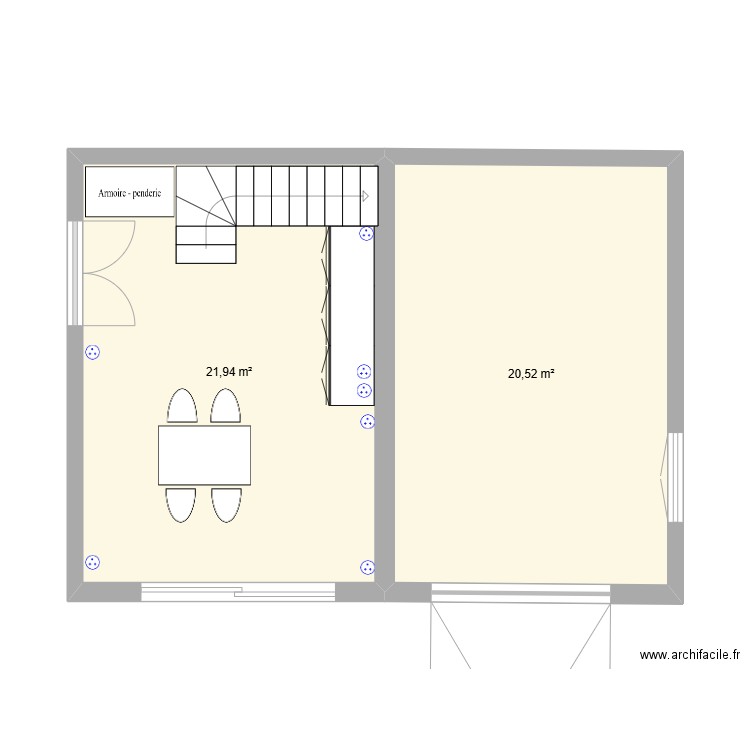 Garage rez B. Plan de 2 pièces et 42 m2