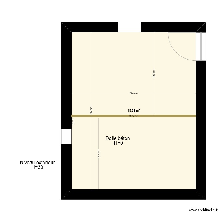 RESERVE R0 en l'état. Plan de 1 pièce et 49 m2