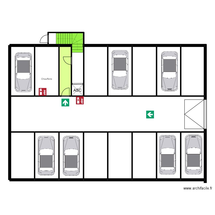 Sous-sol Garage E. Plan de 19 pièces et 193 m2