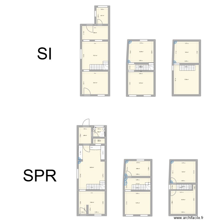 Crucifix 18 situation initiale. Plan de 19 pièces et 212 m2