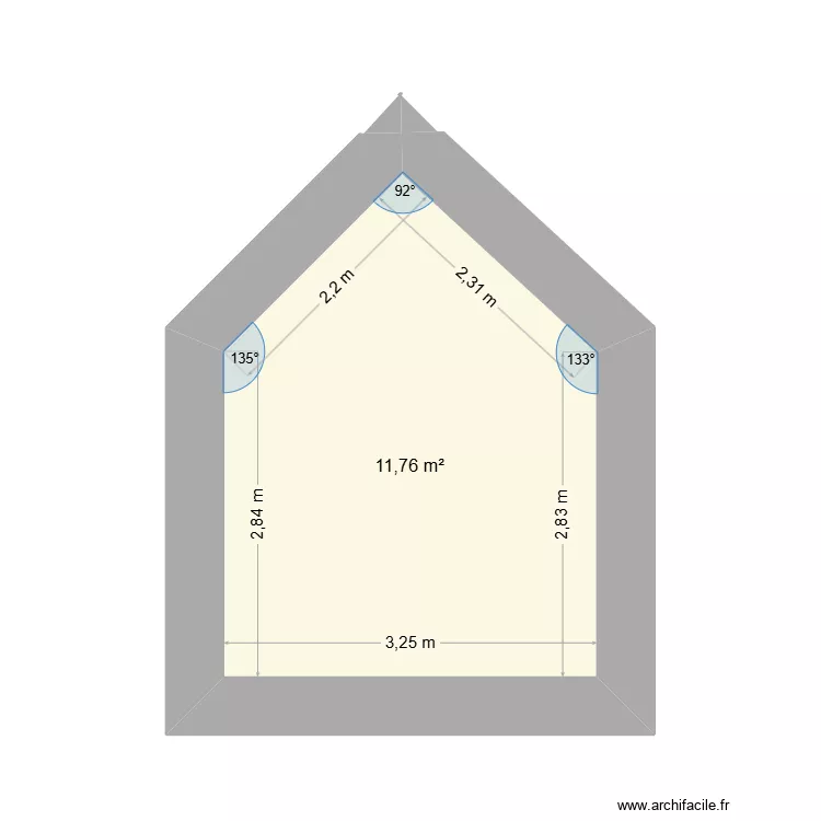 Plan g&icirc;te placo. Plan de 1  et 12 m²
