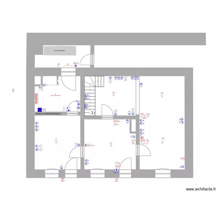 250122 schema elect. RDC. Plan de 6  et 74 m²