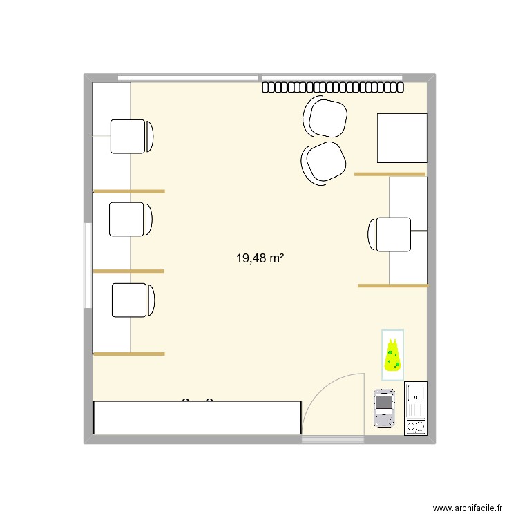 classe 2025-26. Plan de 1 pièce et 19 m2
